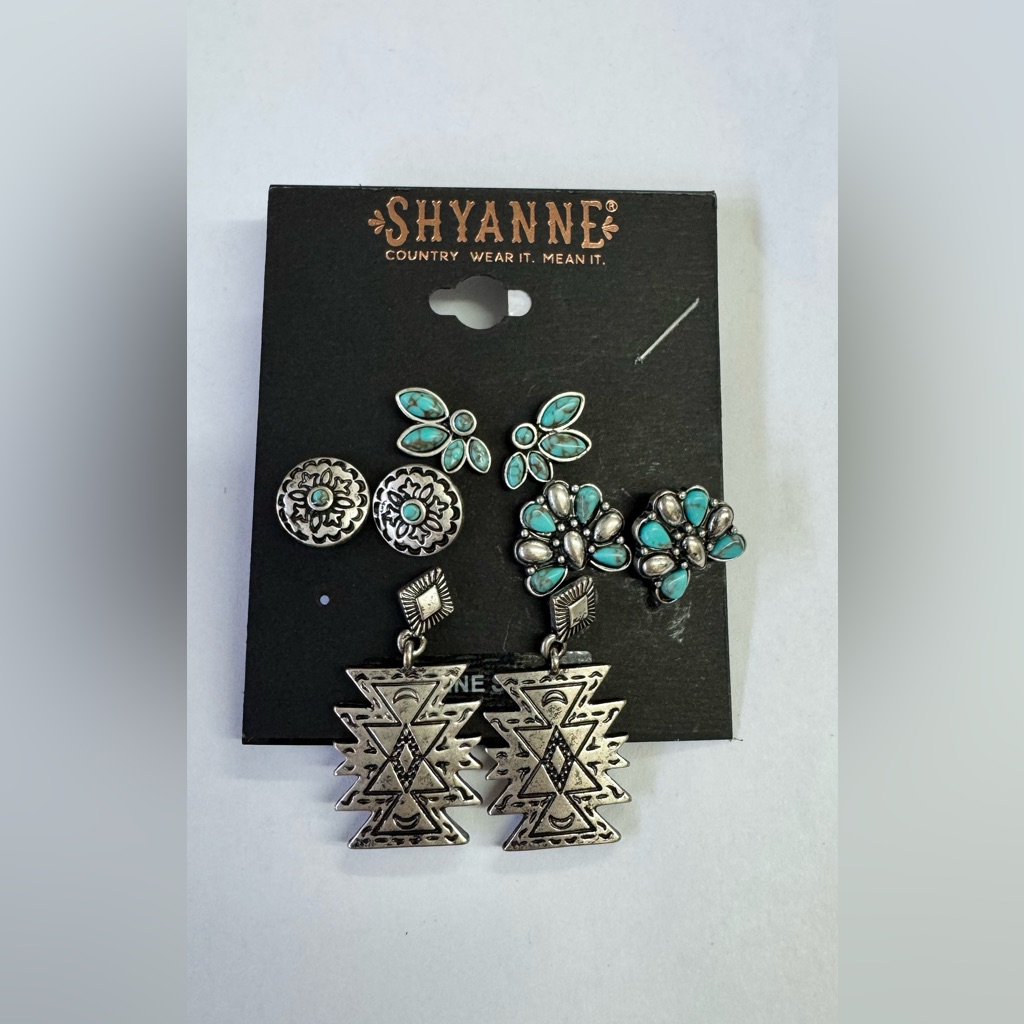 Shyanne Silver And Turquoise Earring Trio